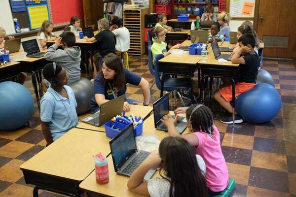 Chromebooks in an elementary school classroom