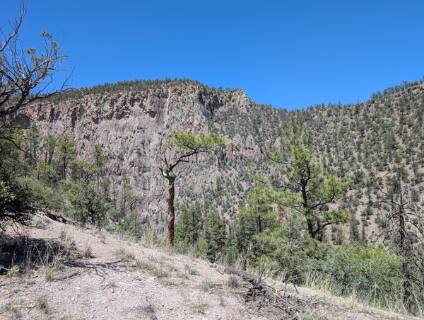 The trail starts to descend towards middle fork canyon