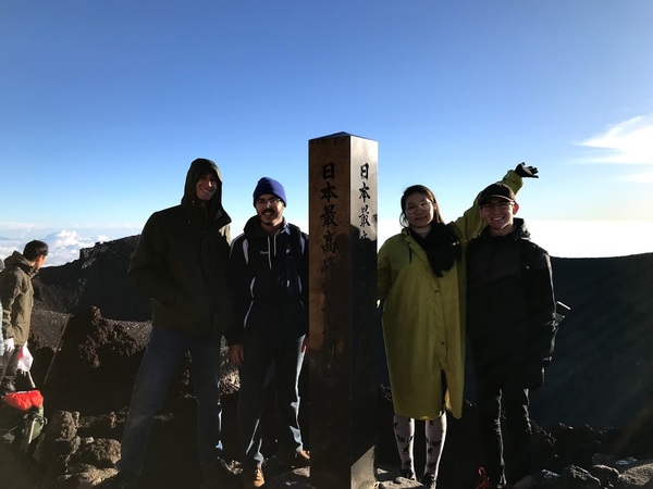 The marker at 3,776 meters, the highest point in Japan